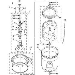 110258424 Automatic Washer Agitator, basket and tub Parts diagram