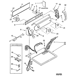 11062622101 Electric Dryer Top and console Parts diagram