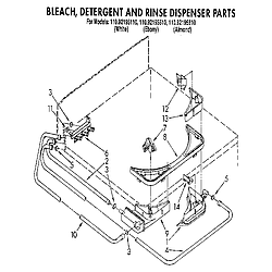 1109219551 Automatic Washer Bleach, detergent and rinse dispenser Parts diagram