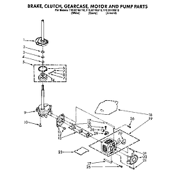 1109219551 Automatic Washer Brake, clutch, gearcase, motor and pump Parts diagram