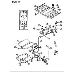 34JN5TKVW Range Top assembly/gas controls Parts diagram