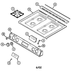 6498VTV Gas Range Top assembly Parts diagram