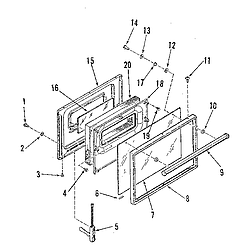 9113548813 Drop-In Gas Range Oven door Parts diagram