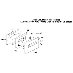 9114012990 Elecric Built-In Oven Door section Parts diagram