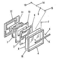 9114018813 Electric Buil-In Oven Oven door section Parts diagram