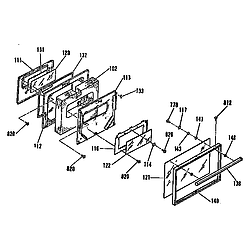 9114552092 Drop-In Electric Range Oven door section Parts diagram