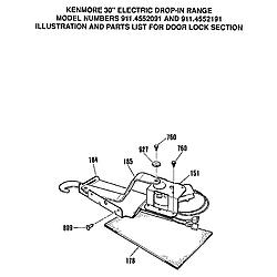 911455219 Drop-In Electric Range Door lock section Parts diagram