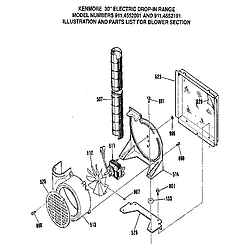 9114552191 Drop-In Electric Range Blower section Parts diagram