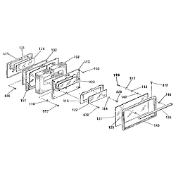 911465219 Slide-In Range Oven door section Parts diagram