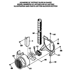 911467259 Slide-In Range Blower section Parts diagram
