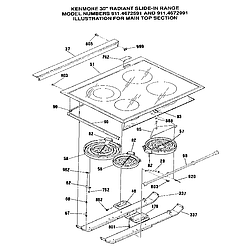 9114672991 Slide-In Range Main top section Parts diagram