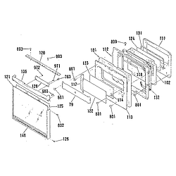 9114742990 Electric Built-In Oven Door section Parts diagram