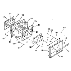 9117390991 Gas Range Oven door section Parts diagram