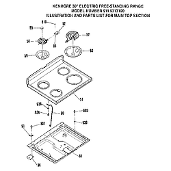 911931319 Electric Range Main top section Parts diagram