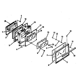 91193588 Electric Range Oven door section Parts diagram