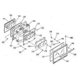 9119359181 Electric Range Oven door section Parts diagram