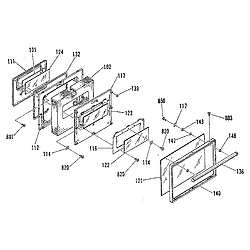 911936918 Electric Range Oven door section Parts diagram