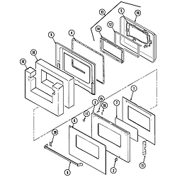 9825VUV Electric Oven Door (upper) Parts diagram