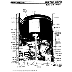 A806 Washer Front panel removed series 01 and 02 Parts diagram
