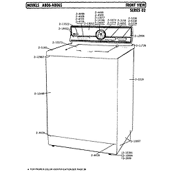 A806 Washer Front view series 2 Parts diagram