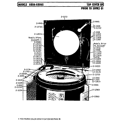 A806 Washer Top cover up prior to series 1 Parts diagram