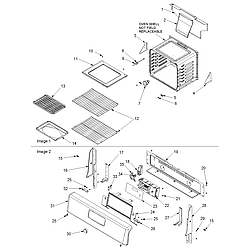 ACF3325AW Gas Range Cavity and backguard Parts diagram