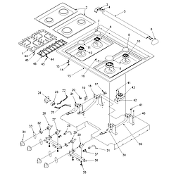 ACS3350AW Slide-in Self Cleaning Gas Range Main top Parts diagram