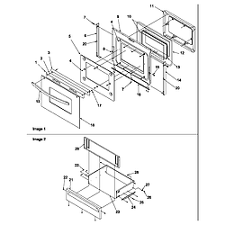ARG7800E Gas Range Oven door and storage drawer Parts diagram