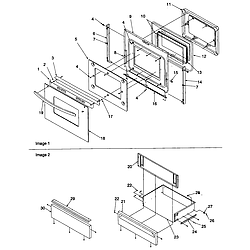 ARG7800SS Gas Range Oven door and storage door Parts diagram