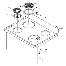 ARR6400WW Electric Range Main top Parts diagram