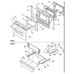 ARRS6550 Electric Slide-In Range Oven door and storage drawer Parts diagram