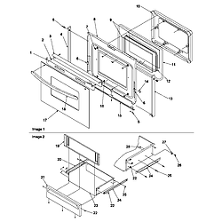 ART6610WW Electric Range And Oven Oven door and storage drawer Parts diagram