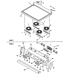 ARTC7511 Electric Range Main top and backguard Parts diagram