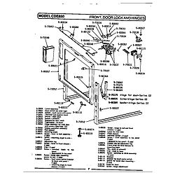 CDE850 Range Front, door lock & hinges Parts diagram