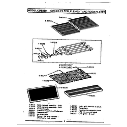 CDE850 Range Grill, filter, element & rock plate Parts diagram