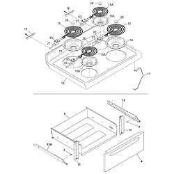 CFEF358EB2 Electric Range Top/drawer Parts diagram