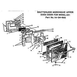 CMT231EC Convection Oven Microwave oven door, upper Parts diagram