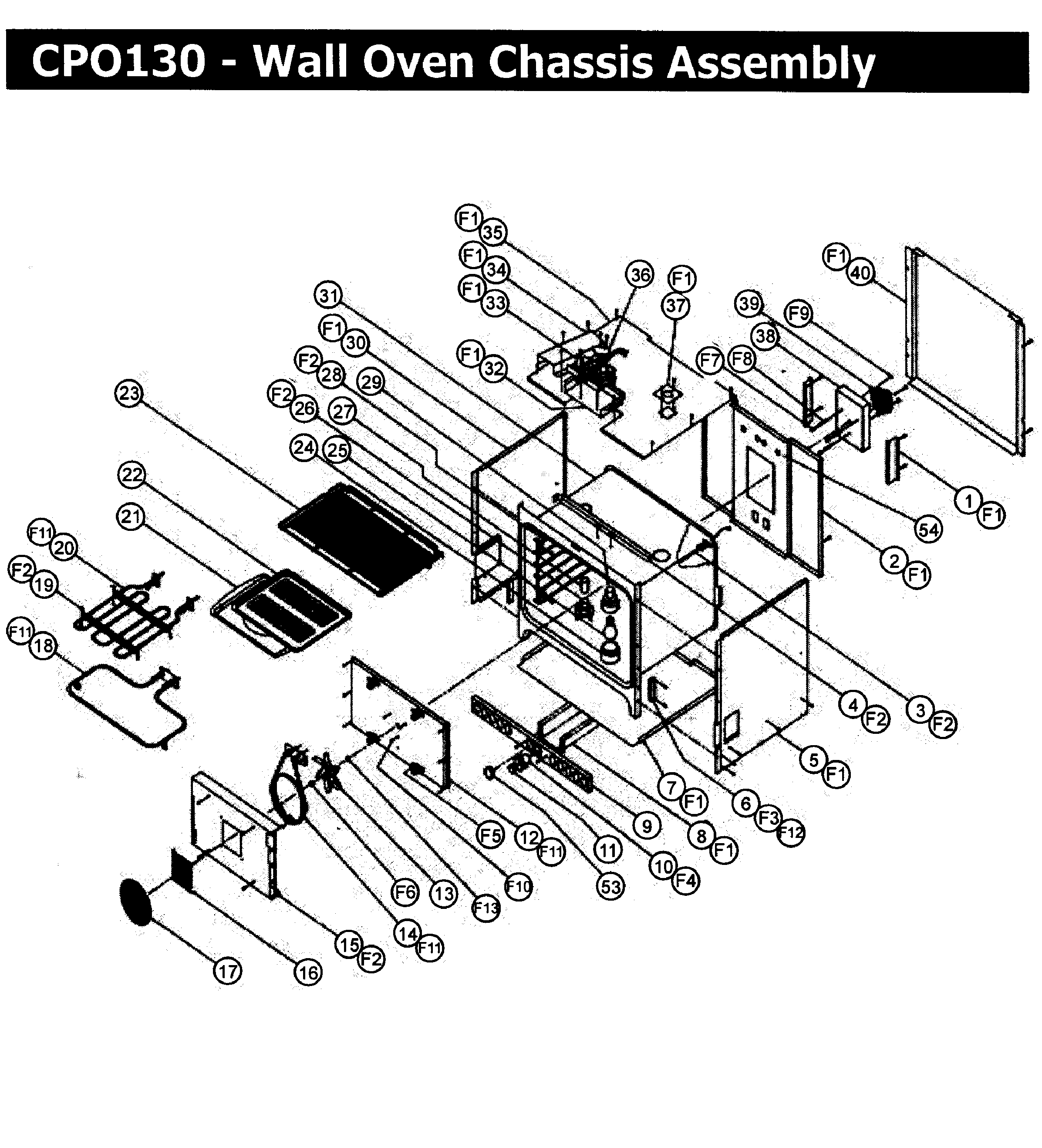 CPO130 Wall Oven Chassis assy Parts diagram