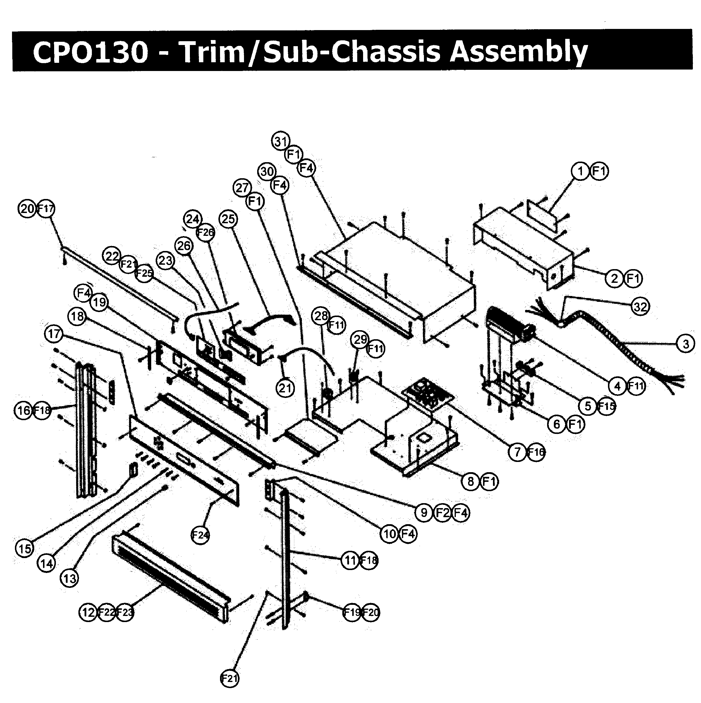 CPO130 Wall Oven Trim assy Parts diagram
