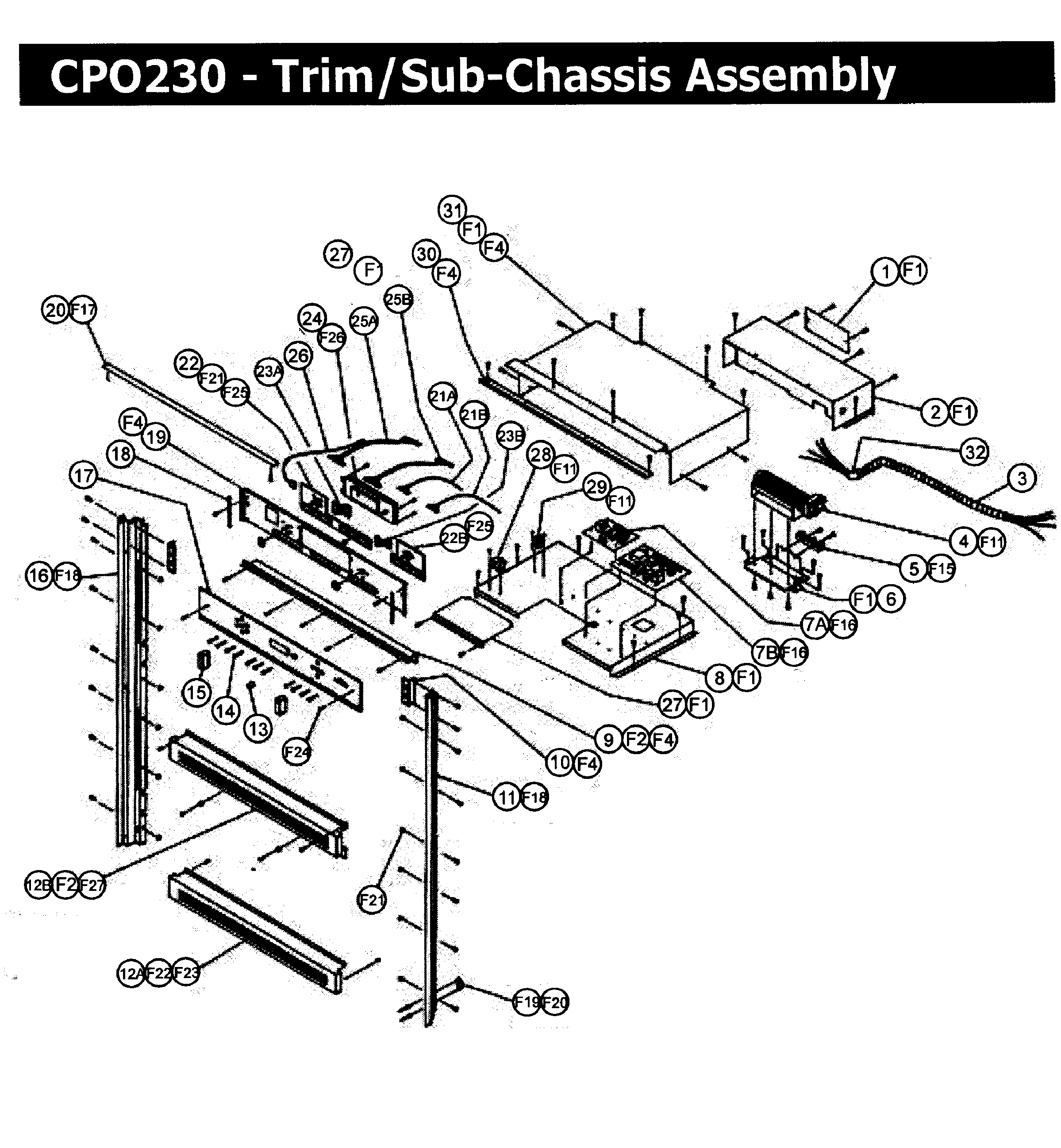 CPO230 Wall Oven Trim assy Parts diagram