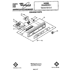 DU6000XR1 Dishwasher Console Parts diagram