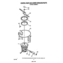 DU6000XR1 Dishwasher Heater, pump and lower sprayarm Parts diagram