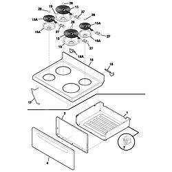 FEF352AUG Electric Range Top/drawer Parts diagram