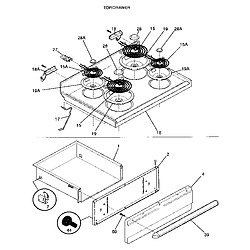 FEF352BADA Electric Range Top/drawer Parts diagram