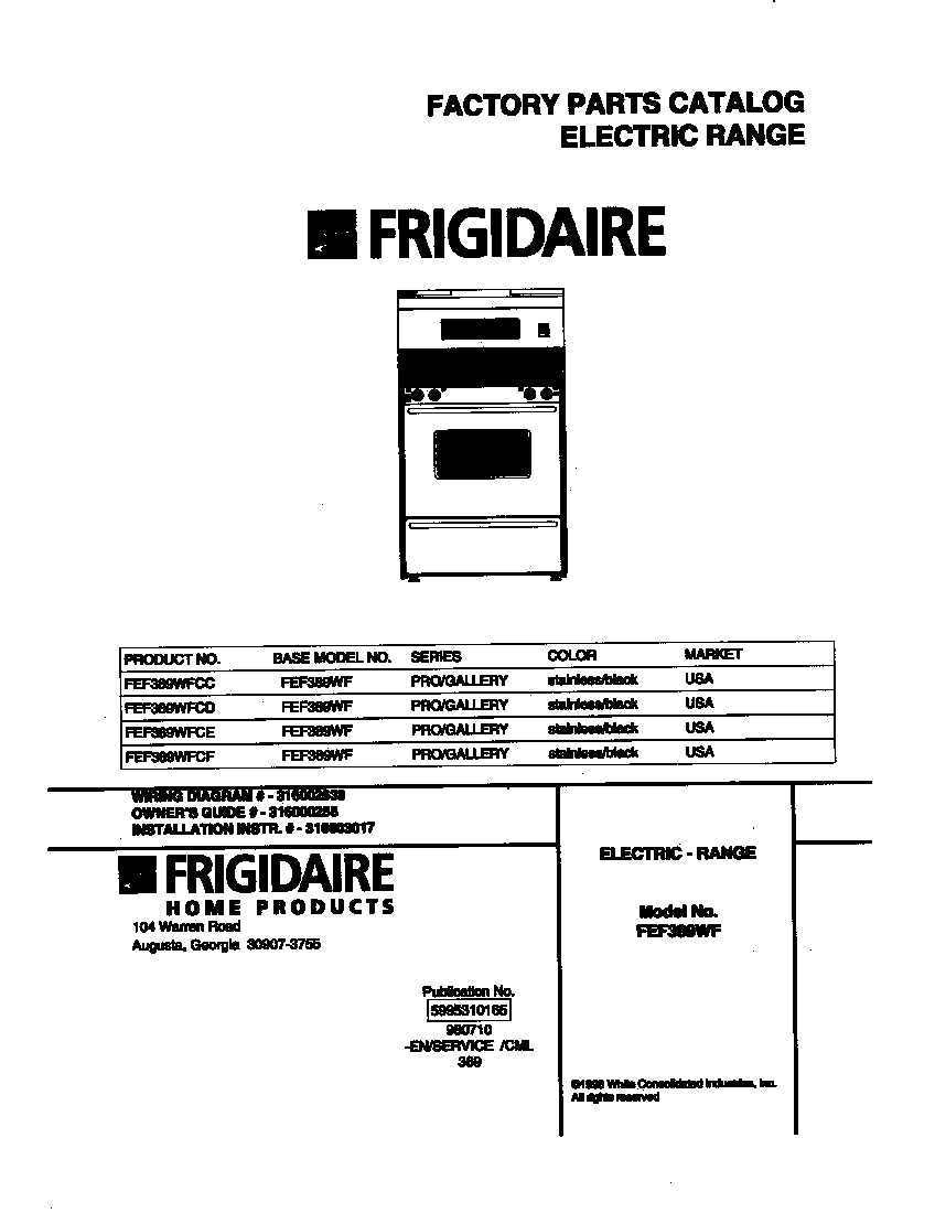 Frigidaire Fef389wfcd Electric Range Timer