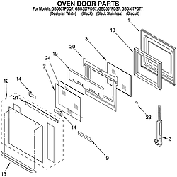 GBD307PDT7 Built-In Electric Oven Oven door Parts diagram