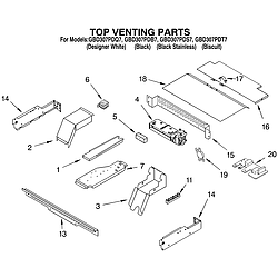 GBD307PDT7 Built-In Electric Oven Top venting/optional Parts diagram