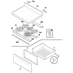 GLEF378CQB Electric Range Top/drawer Parts diagram