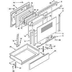 GLP84800 Free Standing Electric Range Door and drawer Parts diagram