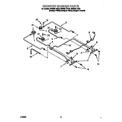 GW395LEGQ0 Gas Range Cooktop burners Parts diagram
